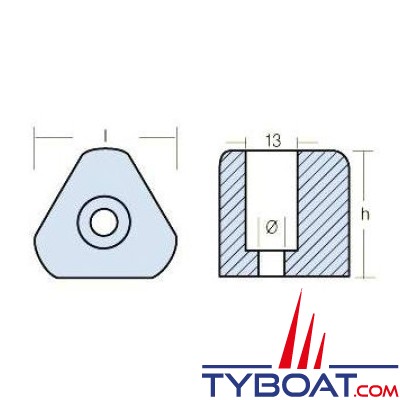 Super Marine - Anode hélice Gori - 25 x 16 mm - Zinc