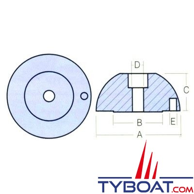 Super Marine - Anode hélice J-Prop - Pales orientables - Ø 80mm - Zinc