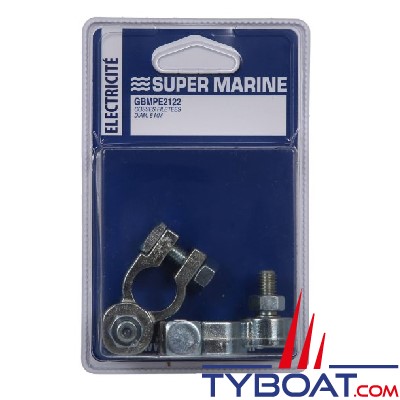 Super Marine - Paire de cosses positif et négatif avec tige et écrou ø8mm