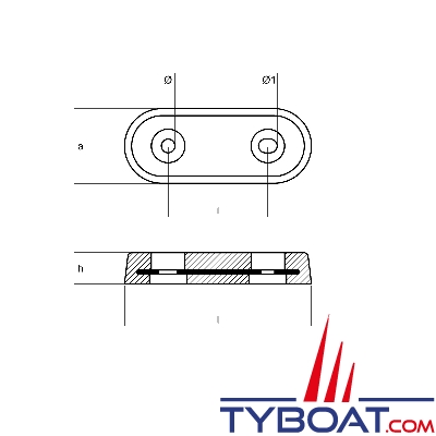 Tecnoseal - anode à boulonner type Vetus - magnésium - 148x58x25MM - 0.3KG