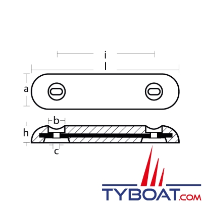 Tecnoseal - Anode à boulonner zinc - 310mm x 75mm 4Kg