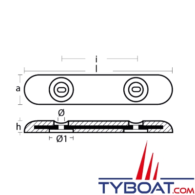 Tecnoseal - Anode à boulonner - zinc - 455x94x40MM 7Kg