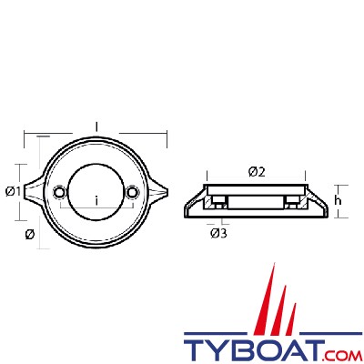 Tecnoseal - Anode alu compatible Volvo AQ200/290/SP