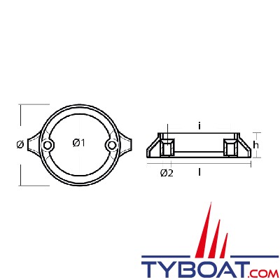 Tecnoseal - Anode alu compatible Volvo AQ280/290/DP