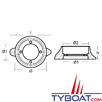 Tecnoseal - Anode alu compatible Volvo SD 110S