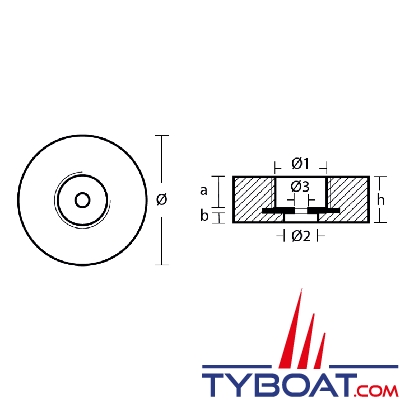 Tecnoseal - Anode de Poupe Zinc - Ø 135 mm