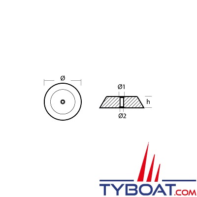 Tecnoseal - Anode Hamilton Idrojet 292 - disque Ø 98mm -  zinc