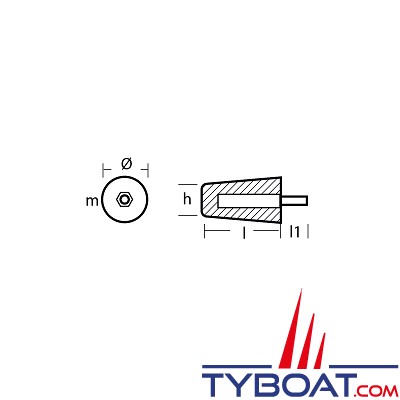 Tecnoseal - Anode Hamilton JET HJ363/391 - 70x40mm -  zinc