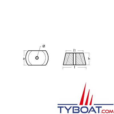 Tecnoseal - Anode Hamilton Jet HM461 fraise - longueur 100mm -  zinc