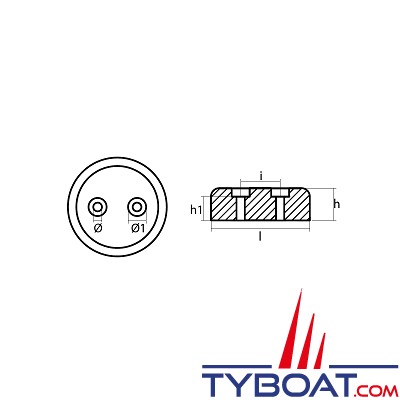 Tecnoseal - Anode Hamilton Jet ronde - longueur 175 mm -  zinc