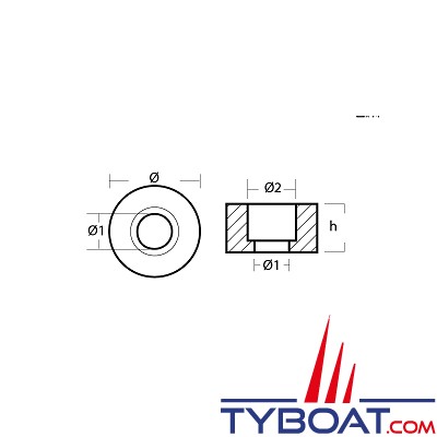 Tecnoseal - Anode Hamilton turbine - Ø 47mm -  zinc