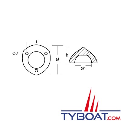 Tecnoseal - Anode Max-prop Ø 72mm entraxe 50mm - zinc