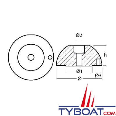 Tecnoseal - Anode pour hélice J-Prop - Ø 60mm - Zinc