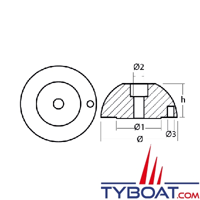 Tecnoseal - Anode pour hélice J-Prop - Ø 80mm - Zinc