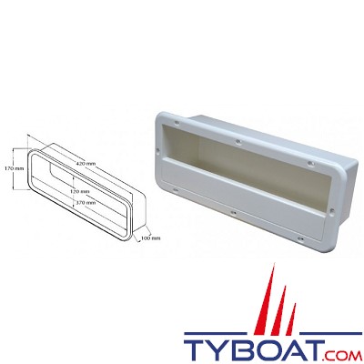 Coffre de rangement - PVC blanc - 395 X 155 X 105 mm - A encastrer
