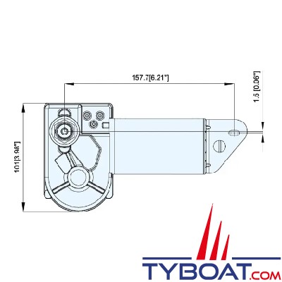 TMC - Moteur essuie-glace Heavy Duty 2 vitesses - 12 Volts - Arbre Ø 16 mm longueur 26,5 mm - Angle réglable 83°/100°/110°/120°