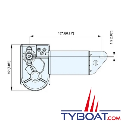 TMC - Moteur essuie-glace Heavy Duty - 2 vitesses - Arbre Ø 16 mm longueur 51 mm - Angle réglable 80°/100°/110°/120° - 24 Volts