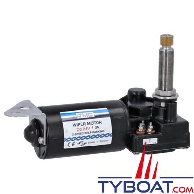 TMC - Moteur essuie-glace Heavy Duty - 2 vitesses - Arbre Ø 16 mm longueur 51 mm - Angle réglable 80°/100°/110°/120° - 24 Volts