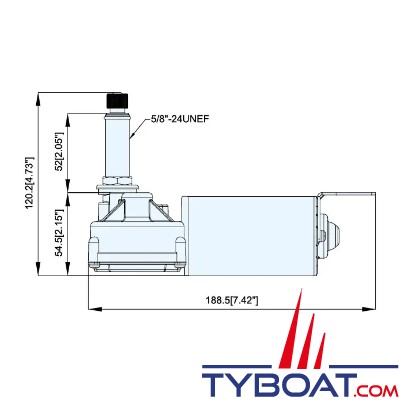 TMC - Moteur essuie-glace Heavy Duty - 2 vitesses - Arbre Ø 16 mm longueur 52 mm - Angle réglable 83°/100°/110°/120° - 12 Volts