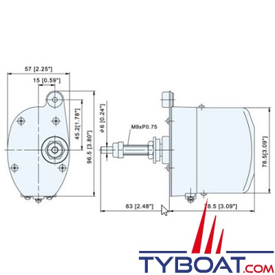 TMC - Moteur essuie-glace1 vitesse - 12 Volts  - Arbre Ø 6 mm longueur 63 mm - Angle 110°