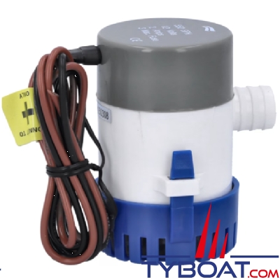 Pompe de cale immergée - 500 GPH - 2 100 Litres/heure - 12 Volts - Sortie 19 mm
