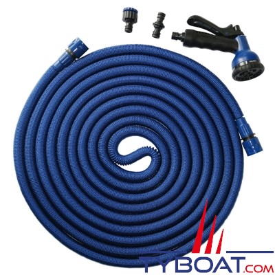 Topomarine - Blue Python - Tuyau extensible  7.5/22.5 mètres - Raccords + pulvérisateur