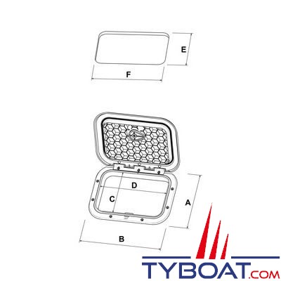 Trappe d'accès et de rangement Plastimo 374 x 374 mm - grise