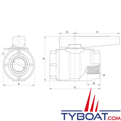 TRUDESIGN - Vanne polymère 1/4 tour - 1 1/2