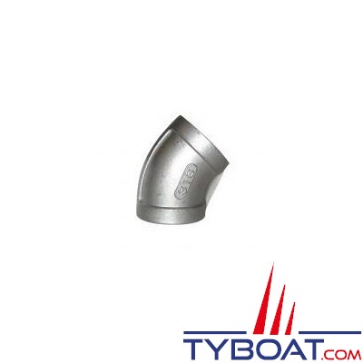 TYBOAT - Coude 45° femelle/femelle - INOX - Diamètre 1 1/2