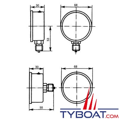 Manomètre axial - 0/2.5 Bars - Ø 63 mm