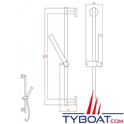 Elka - RB025 - Barre de douche et flexible