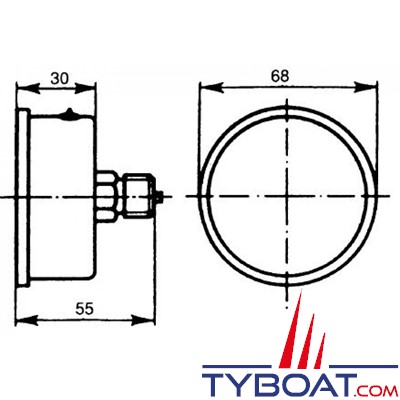 Manomètre axial - 0/10 Bars - Ø 63 mm