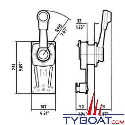 Ultraflex - Boîtier de commande moteur B85 -  mono-levier - gaz et inverseur