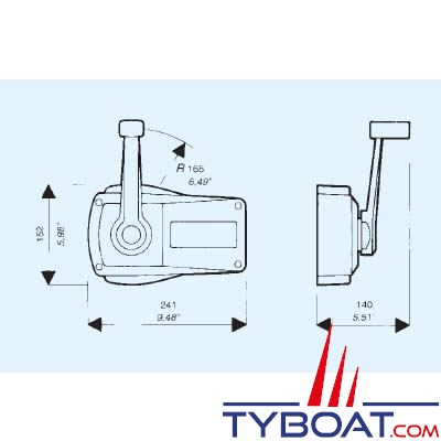 ULTRAFLEX - boîtier de commande moteur B90 mono-levier gaz-inverseur montage sur cloison - noir