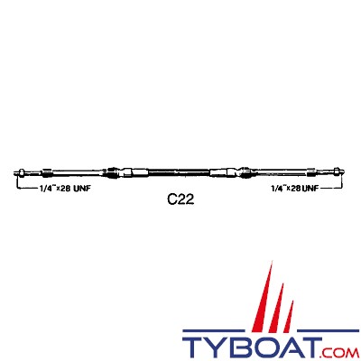Ultraflex C22 - Câble de commande moteur type Morse 43C longueur  10.36 m (34')