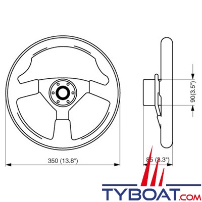 Ultraflex - Volant V32 noir - 3 branches  - Ø 335mm