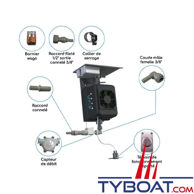 Uvoji - Système de purification de l'eau par LED UV-C Oji Nautic 02 - 12-24V - De 0 à 16L/min