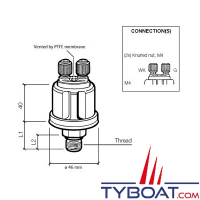 VDO 360.081.030.017C - Capteur de pression/air - 0-10 Bar - M10X100 avec alarme 0.9 bars