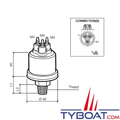 VDO 360 081 039 003C- Capteur de pression isolé avec alarme- 0-10 Bar – 1/8-27 - NPTF