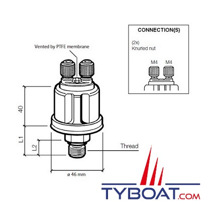 VDO - Capteur de pression - 0-10 Bar - M12X150