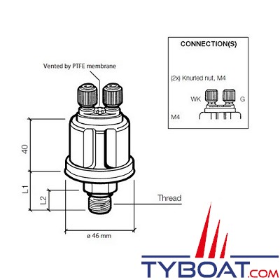 VDO - Capteur de pression - 0-5 bar / 0-80 PSI - 1/4-18 NPTF