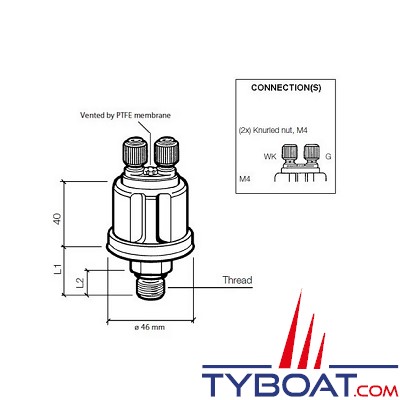 VDO - Capteur de pression - 0-5 bar / 0-80 PSI - 1/8-27 NPTF