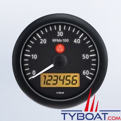 VDO - Compte tours 12/24V 6000 rpm  avec horamètre 