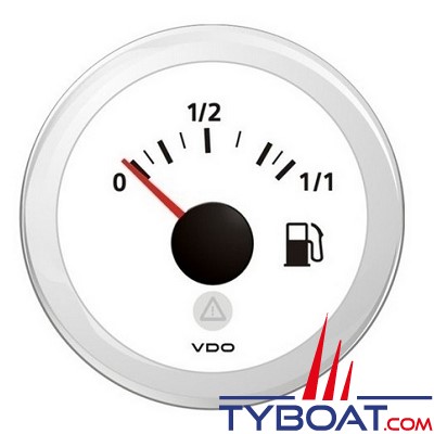 Vdo - Indicateur niveau carburant A2C59514182 - pour jauge tubulaire - 90/0.5 Ohms - 12/24 Volts - Blanc - Ø 52 mm