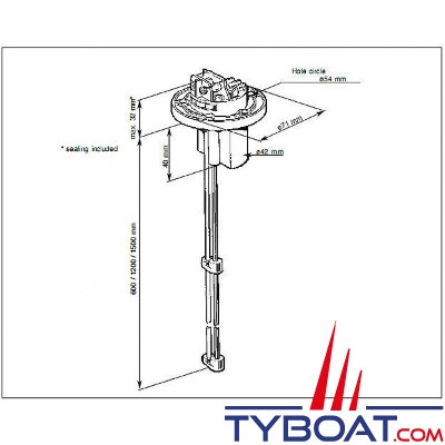 VDO - N02-240-402 - Jauge capacitive sécable «eau douce» - 4-20mA - 80/600mm - 12/24V 