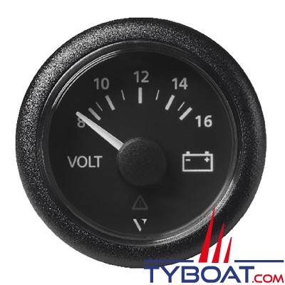 VDO - Voltmètre A2C59512545 - Eclairage par LED - 12 Volts - (échelle 8/16v) - Ø52mm 