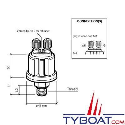 VDO - Capteur de pression - 0-10 Bar - M12X150