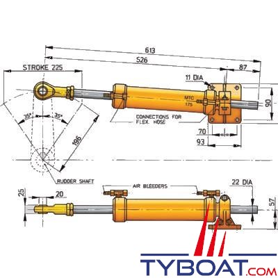 Vetus - Vérin hydraulique type MTC175