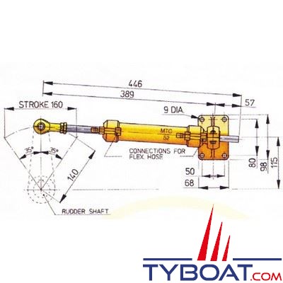 Vetus - Vérin hydraulique - Type  MTC52 - 104 cm³ - 52 mkg