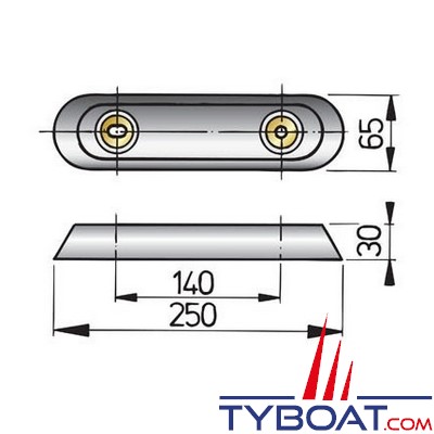 VETUS - Anode de coque en aluminium type  25  (kit de fixation exclus)